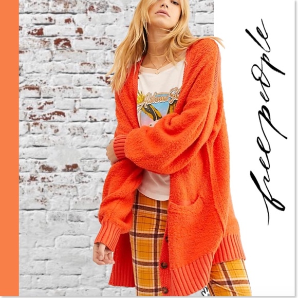 SOLD Free People Snow Drop Orange Cardigan - Picture 1 of 3